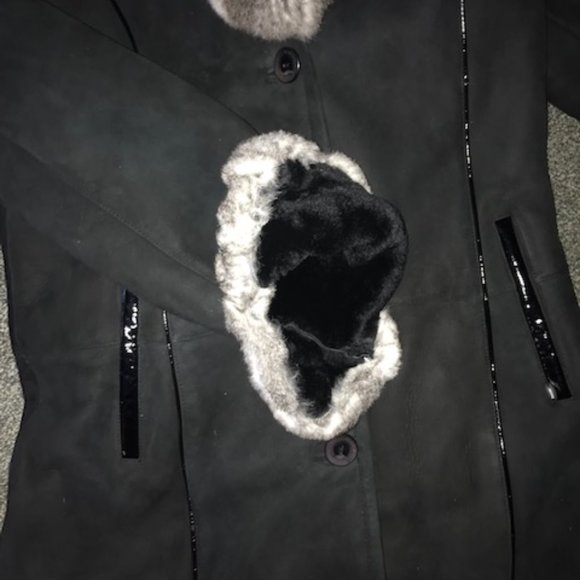 Fur Coat- Sherlin Coat with Hood, Rabbit Trim - Picture 4 of 8
